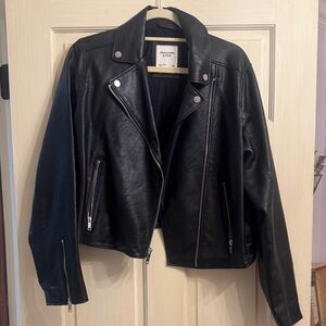 Abercrombie & Fitch Black Vegan Leather Biker Jacket